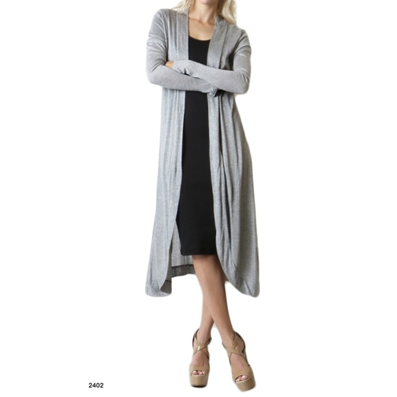 Zenana Outfitters Sweaters - Zenana Gray Lightweight Cardigan Long Knee Length❤